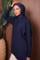 Tesettür giyim LACİVERT TRİKO TUNİK T 0007