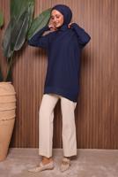 Tesettür giyim LACİVERT TRİKO TUNİK T 0007