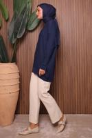 Tesettür giyim LACİVERT TRİKO TUNİK T 0007