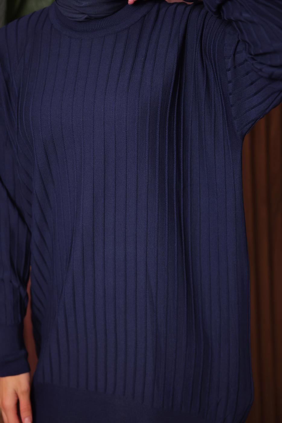 Tesettür giyim LACİVERT TRİKO TUNİK T 0007