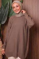 Tesettür giyim VİZON TRİKO TUNİK T 0007