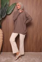 Tesettür giyim VİZON TRİKO TUNİK T 0007