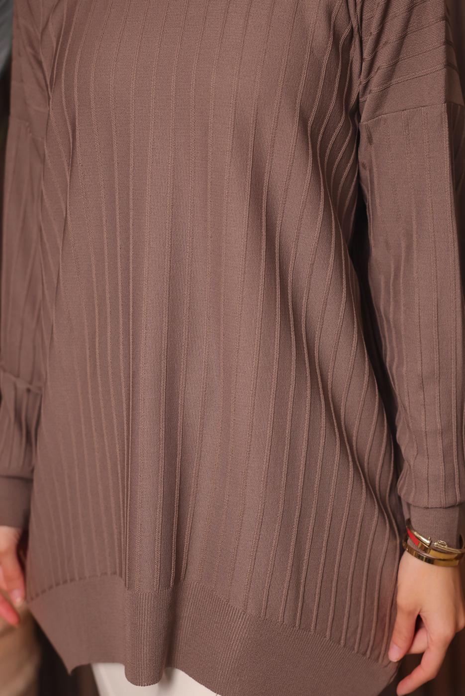 Tesettür giyim VİZON TRİKO TUNİK T 0007