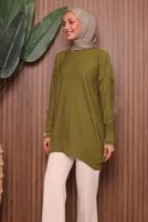 Tesettür giyim YEŞİL TRİKO TUNİK T 0007
