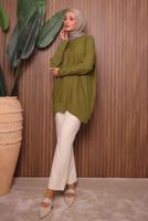 Tesettür giyim YEŞİL TRİKO TUNİK T 0007