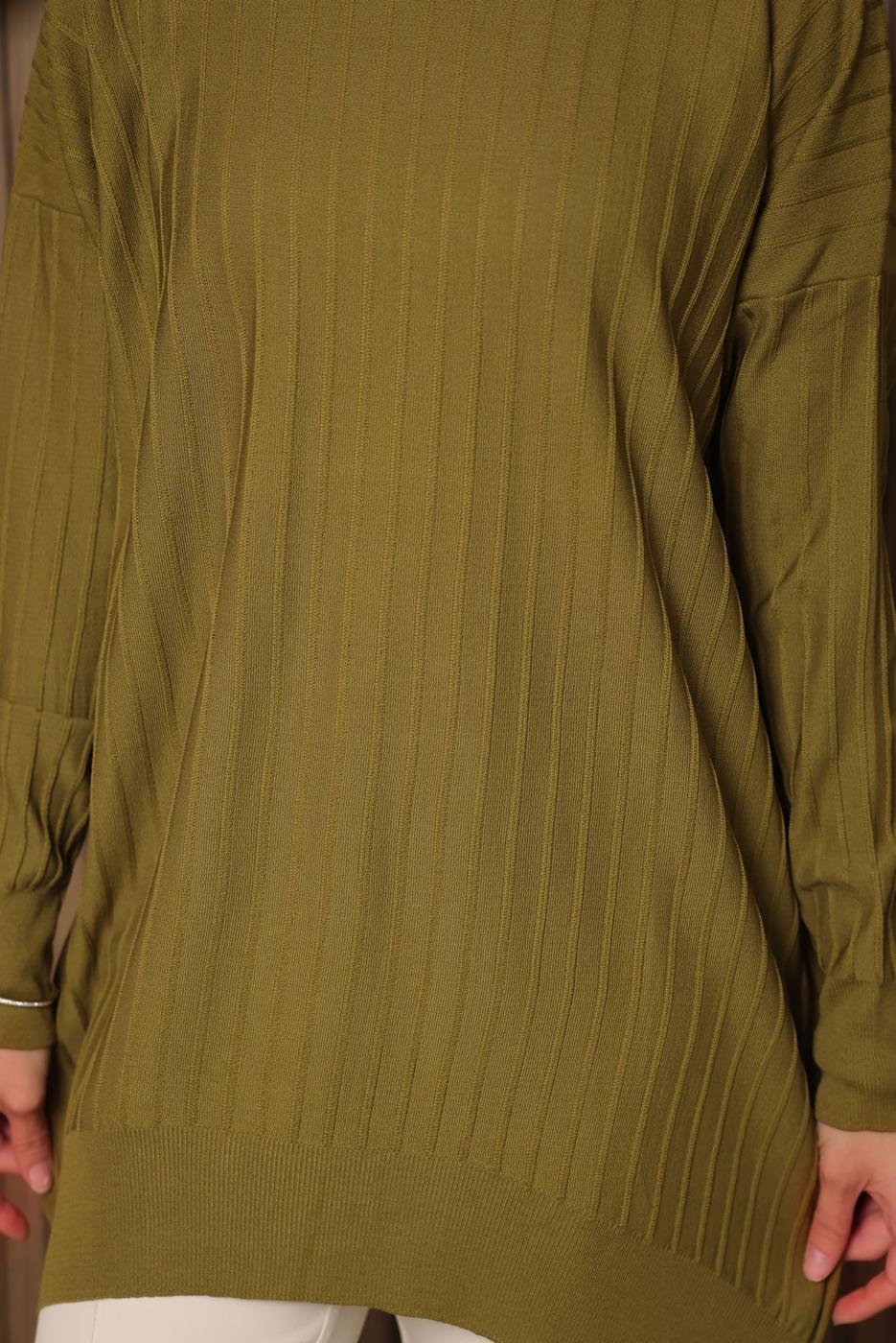 Tesettür giyim YEŞİL TRİKO TUNİK T 0007