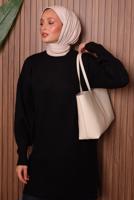Tesettür giyim SİYAH TRİKO TUNİK T 0107