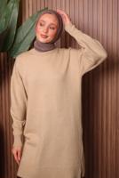 Tesettür giyim BEJ TRİKO TUNİK T 0107