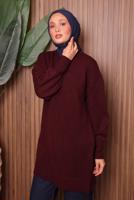 Tesettür giyim BORDO TRİKO TUNİK T 0107