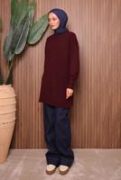 Tesettür giyim BORDO TRİKO TUNİK T 0107