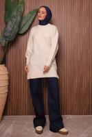 Tesettür giyim EKRU TRİKO TUNİK T 0107