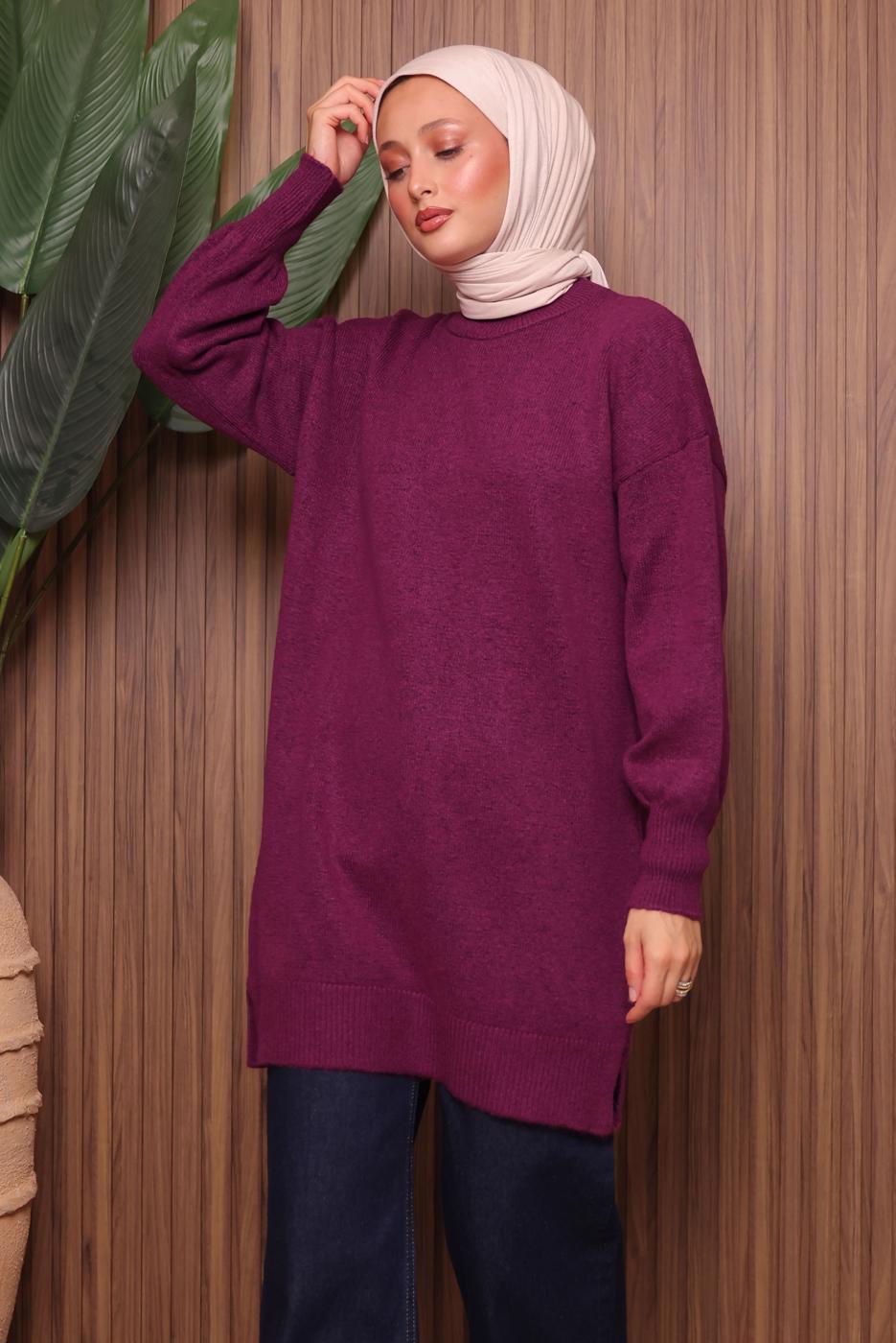 Tesettür giyim FUŞYA TRİKO TUNİK T 0107