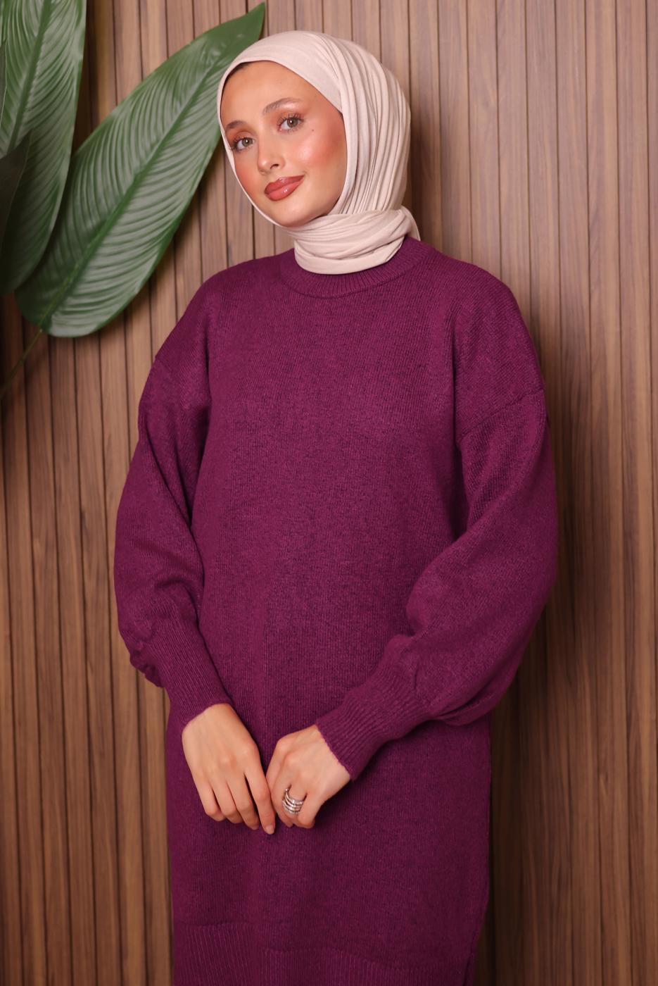 Tesettür giyim FUŞYA TRİKO TUNİK T 0107