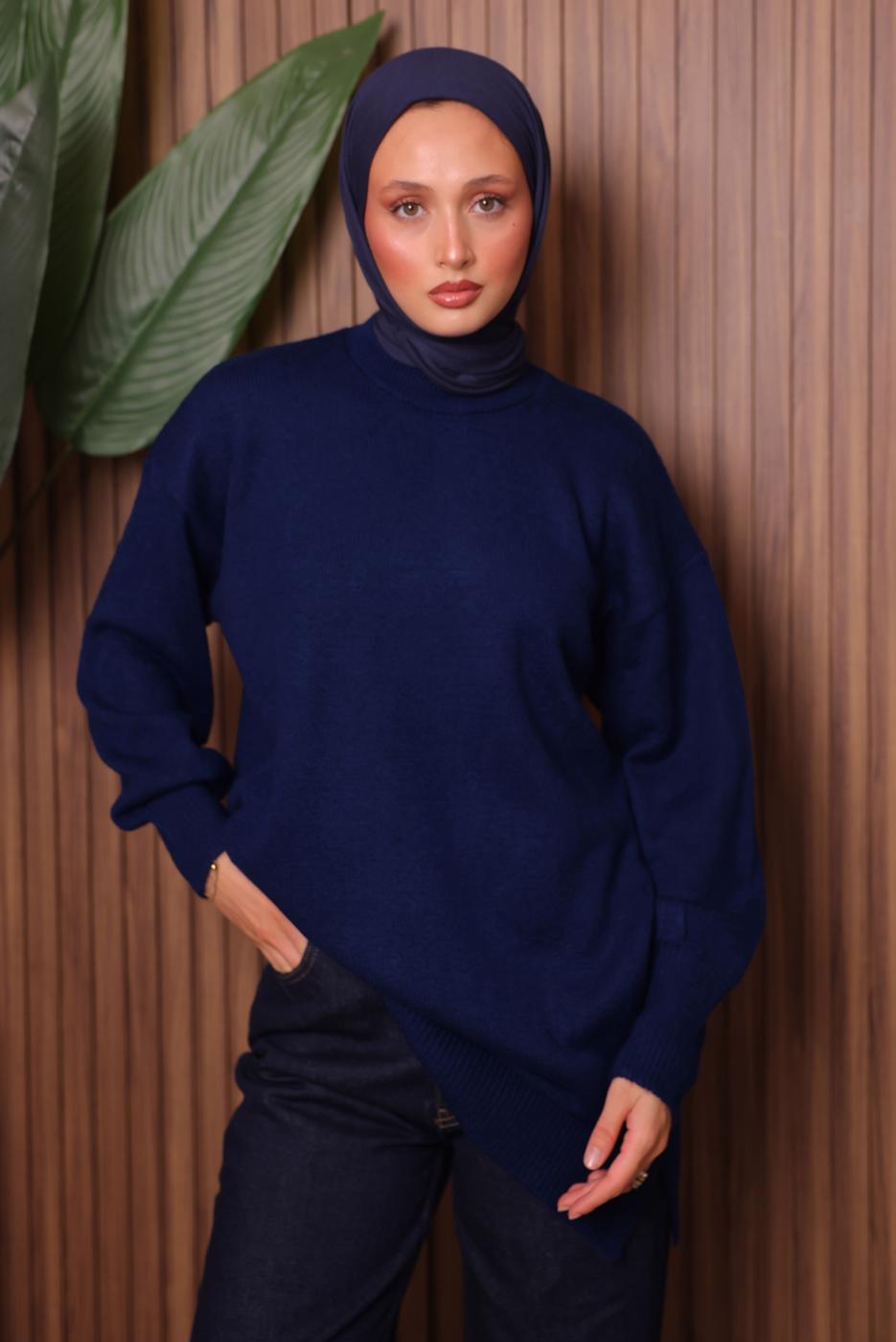 Tesettür giyim LACİVERT TRİKO TUNİK T 0107