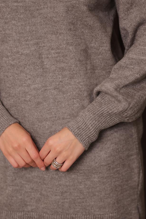 Vêtements hijab BRUN TUNIQUE EN MAILLE T 0107 - TRENDTESETTÜR