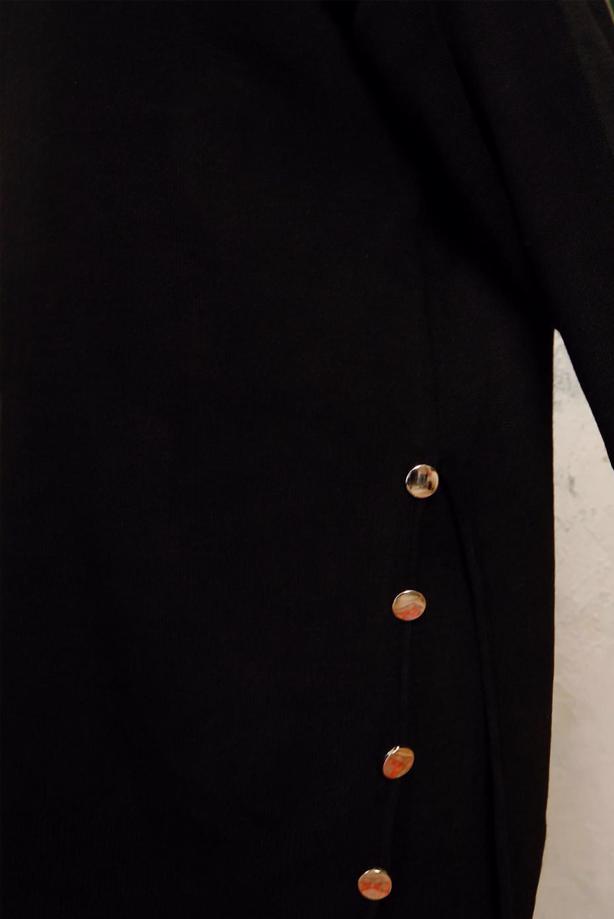 Tesettür giyim SİYAH T 0108-1 NSS TRİKO TUNİK - TRENDTESETTÜR