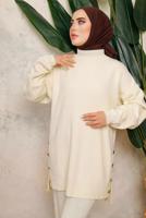 Tesettür giyim EKRU TRİKO TUNİK T 0108-1