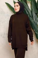 Tesettür giyim KAHVE TRİKO TUNİK T 0108-1