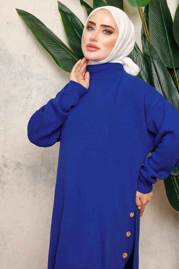 Tesettür giyim LACİVERT T 0108-1 NSS TRİKO TUNİK - TRENDTESETTÜR