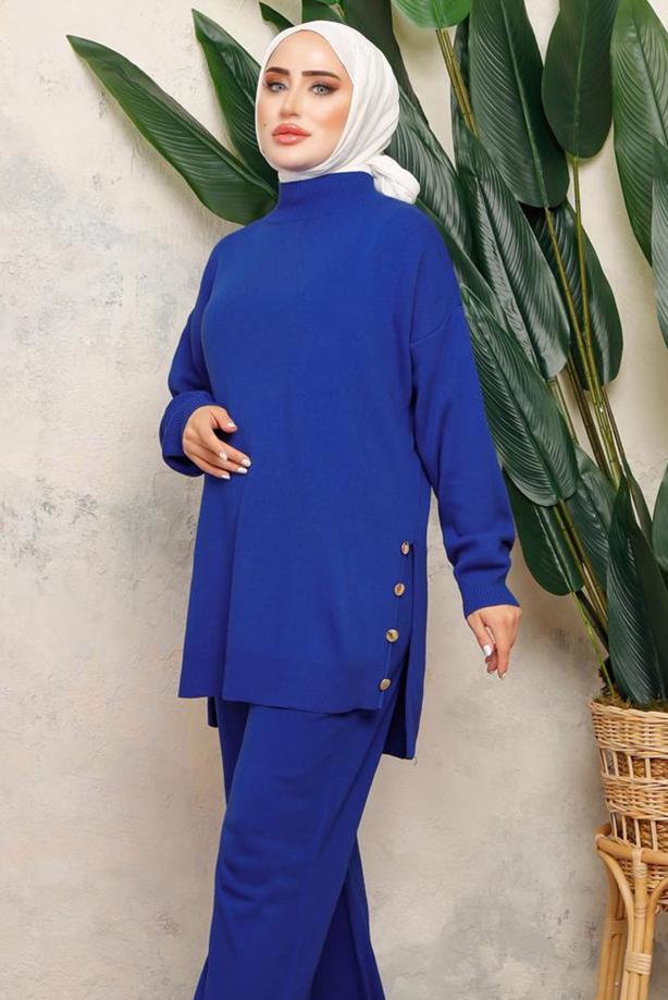 Tesettür giyim LACİVERT T 0108-1 NSS TRİKO TUNİK - TRENDTESETTÜR