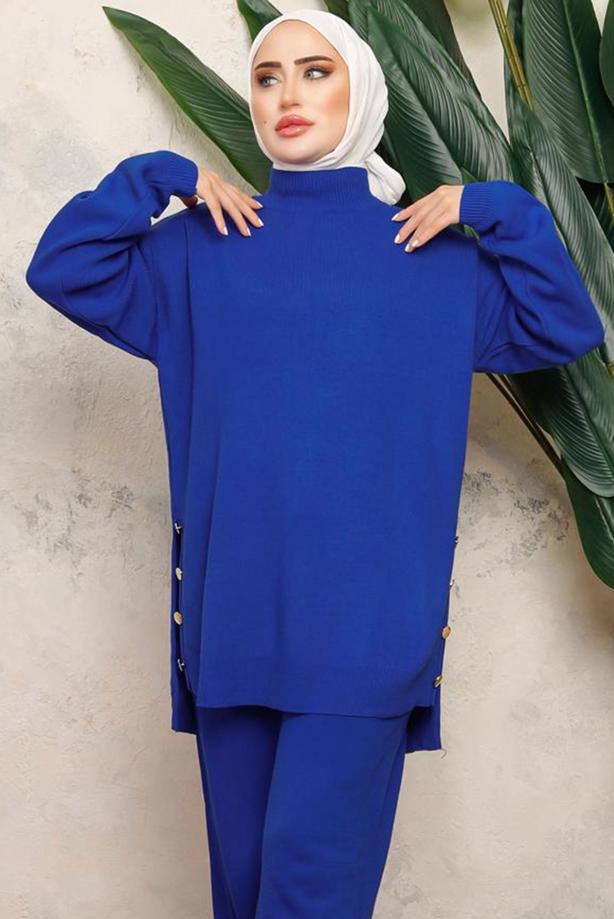 Tesettür giyim LACİVERT T 0108-1 NSS TRİKO TUNİK - TRENDTESETTÜR