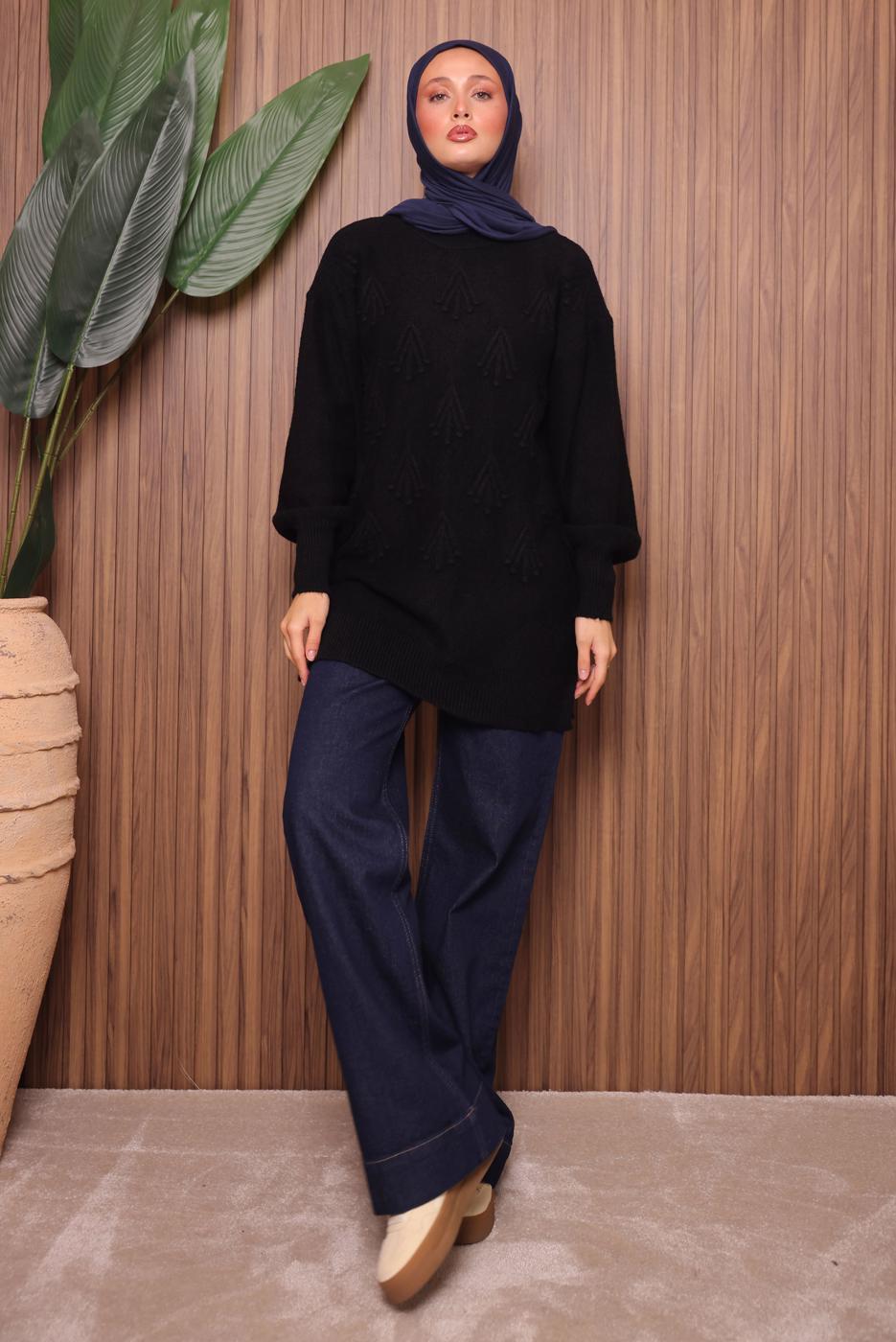 Tesettür giyim SİYAH TRİKO TUNİK T 0207