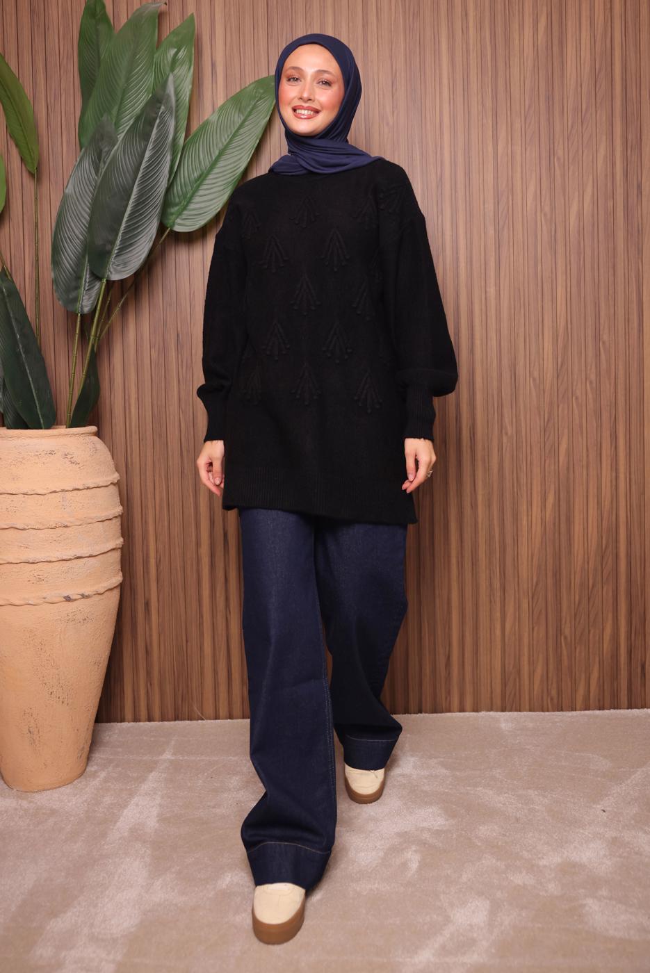 Tesettür giyim SİYAH TRİKO TUNİK T 0207