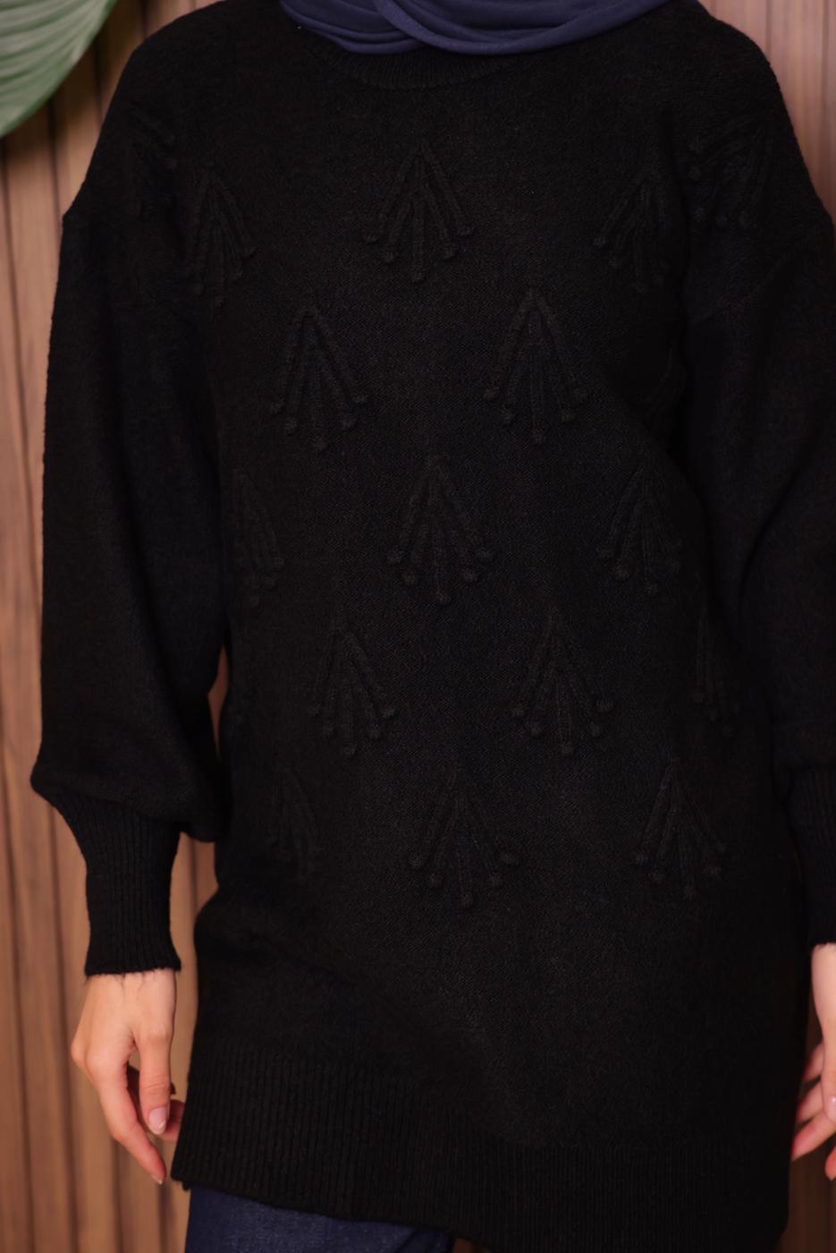 Tesettür giyim SİYAH TRİKO TUNİK T 0207