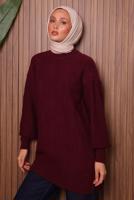 Tesettür giyim BORDO TRİKO TUNİK T 0207
