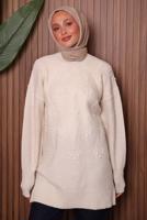 Tesettür giyim EKRU TRİKO TUNİK T 0207