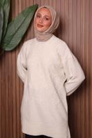 Tesettür giyim EKRU TRİKO TUNİK T 0207
