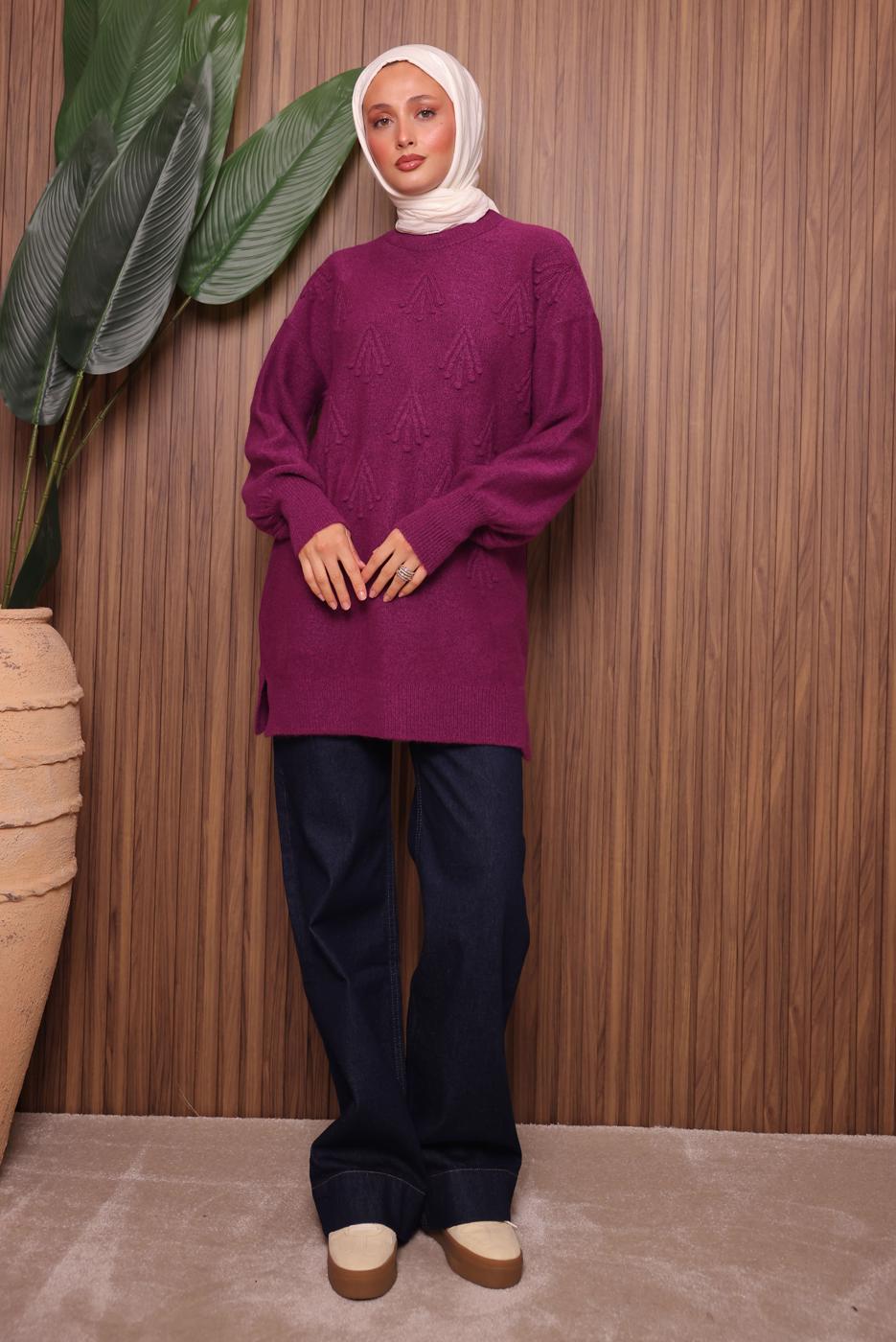 Tesettür giyim FUŞYA TRİKO TUNİK T 0207