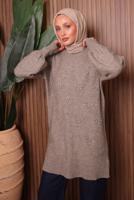 Tesettür giyim KAHVE TRİKO TUNİK T 0207