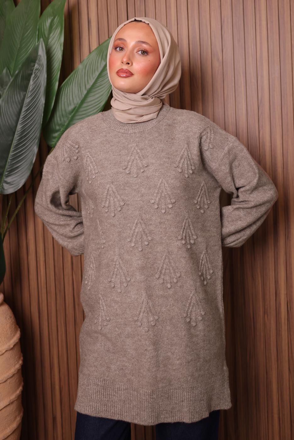 Tesettür giyim KAHVE TRİKO TUNİK T 0207