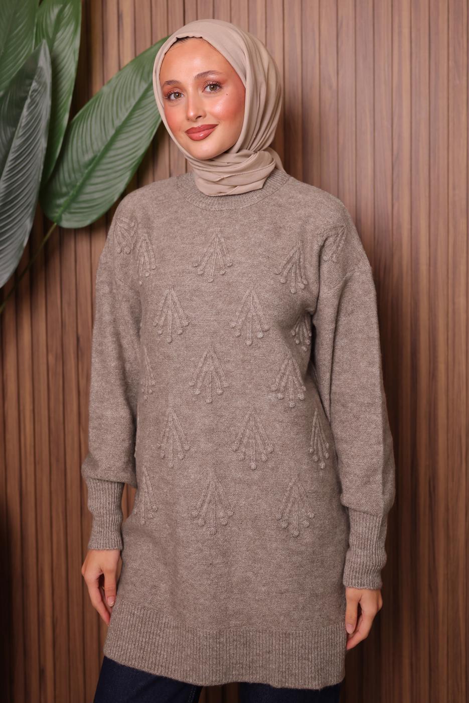 Tesettür giyim KAHVE TRİKO TUNİK T 0207
