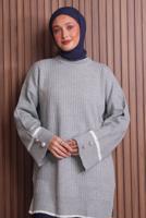 Vêtements hijab GRIS TUNIQUE EN MAILLE T 0217