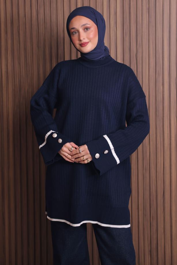 Tesettür giyim LACİVERT TRİKO TUNİK T 0217 - TRENDTESETTÜR