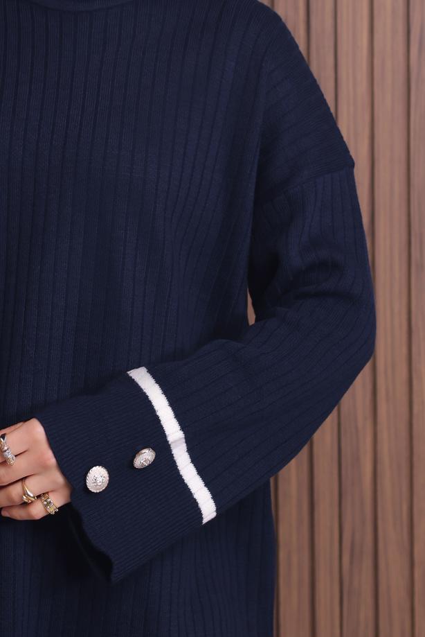 Tesettür giyim LACİVERT TRİKO TUNİK T 0217 - TRENDTESETTÜR