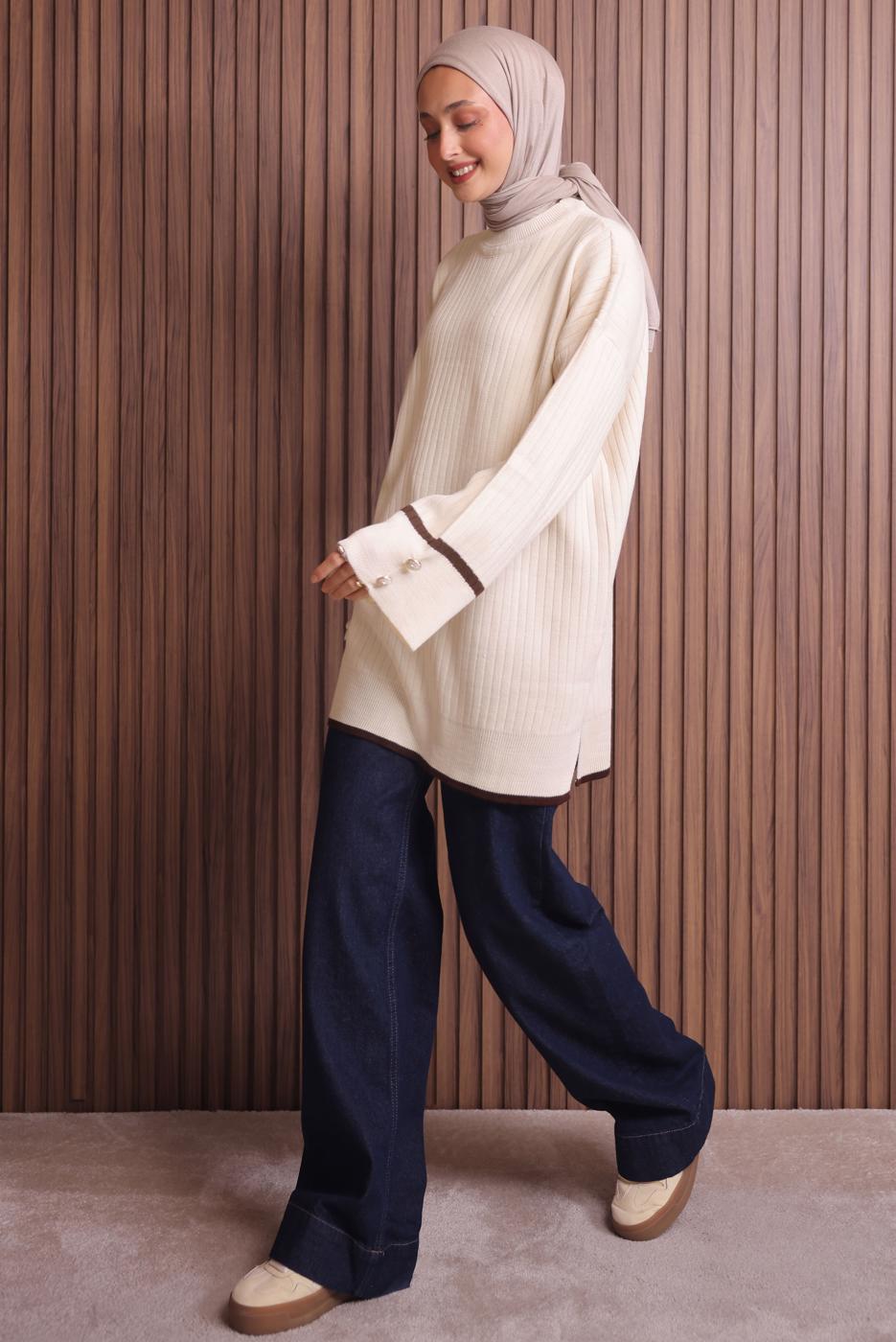 Vêtements hijab BEIGE TUNIQUE EN MAILLE T 0217