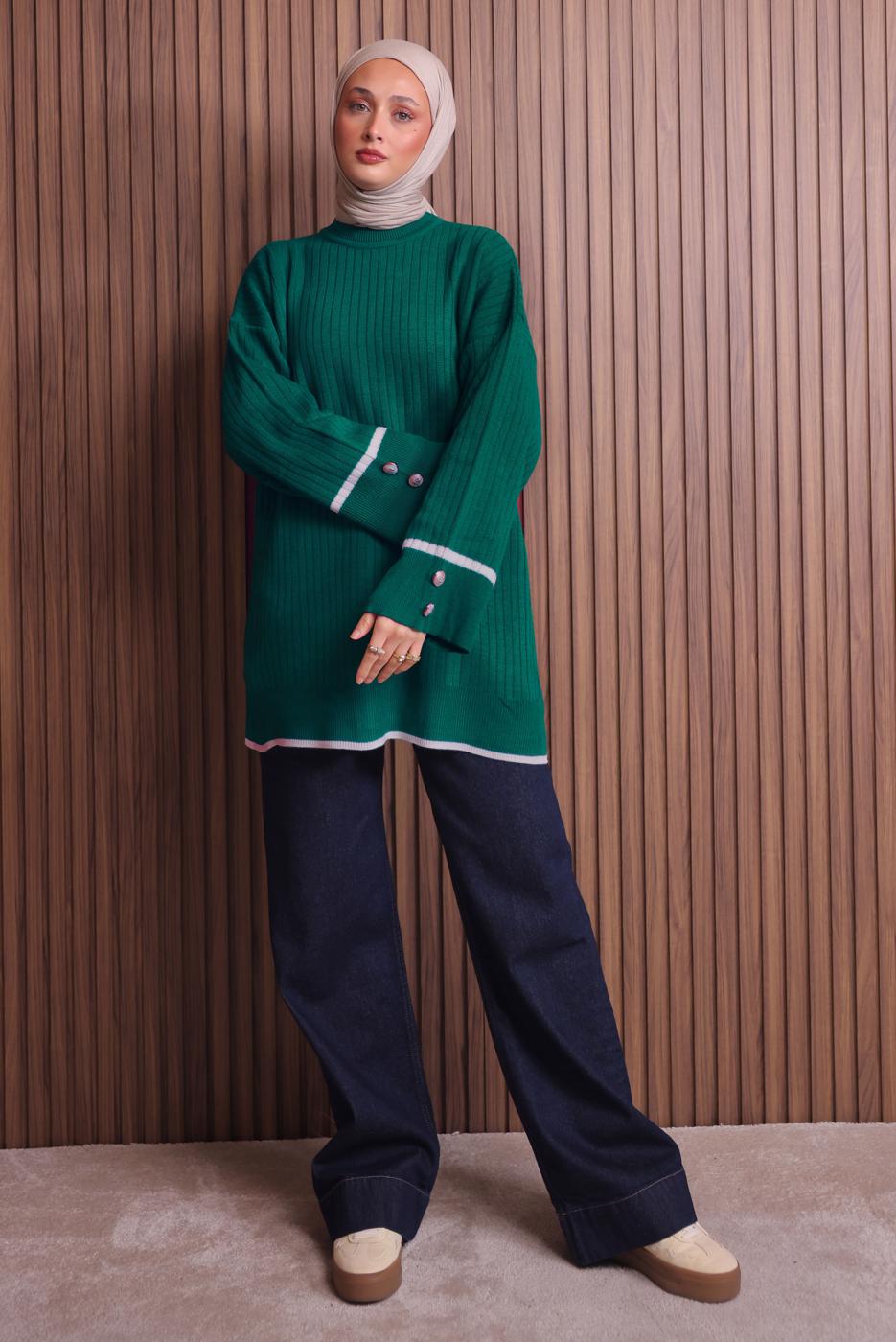 Vêtements hijab VERT TUNIQUE EN MAILLE T 0217