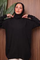 Tesettür giyim SİYAH TRİKO TUNİK T 1007