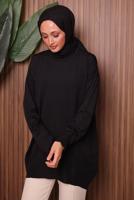 Tesettür giyim SİYAH TRİKO TUNİK T 1007
