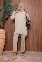 Tesettür giyim BEJ TRİKO TUNİK T 1007