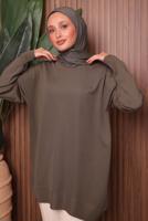 Tesettür giyim VİZON TRİKO TUNİK T 1007