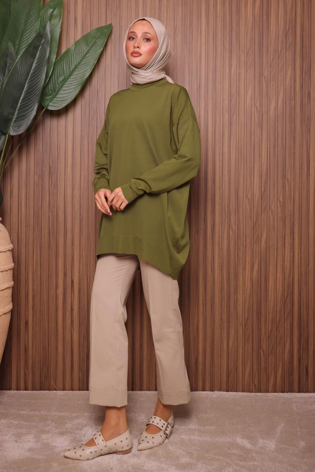 Vêtements hijab VERT TUNIQUE EN MAILLE T 1007 - TRENDTESETTÜR