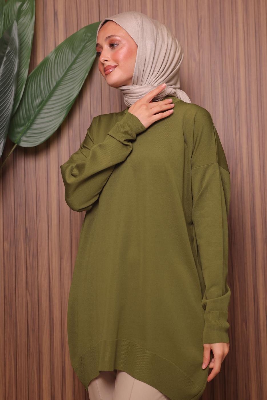 Vêtements hijab VERT TUNIQUE EN MAILLE T 1007