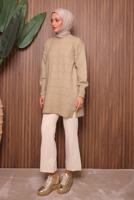 Tesettür giyim BEJ TRİKO TUNİK T 1107