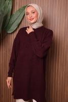 Tesettür giyim BORDO TRİKO TUNİK T 1107