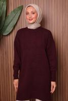Tesettür giyim BORDO TRİKO TUNİK T 1107