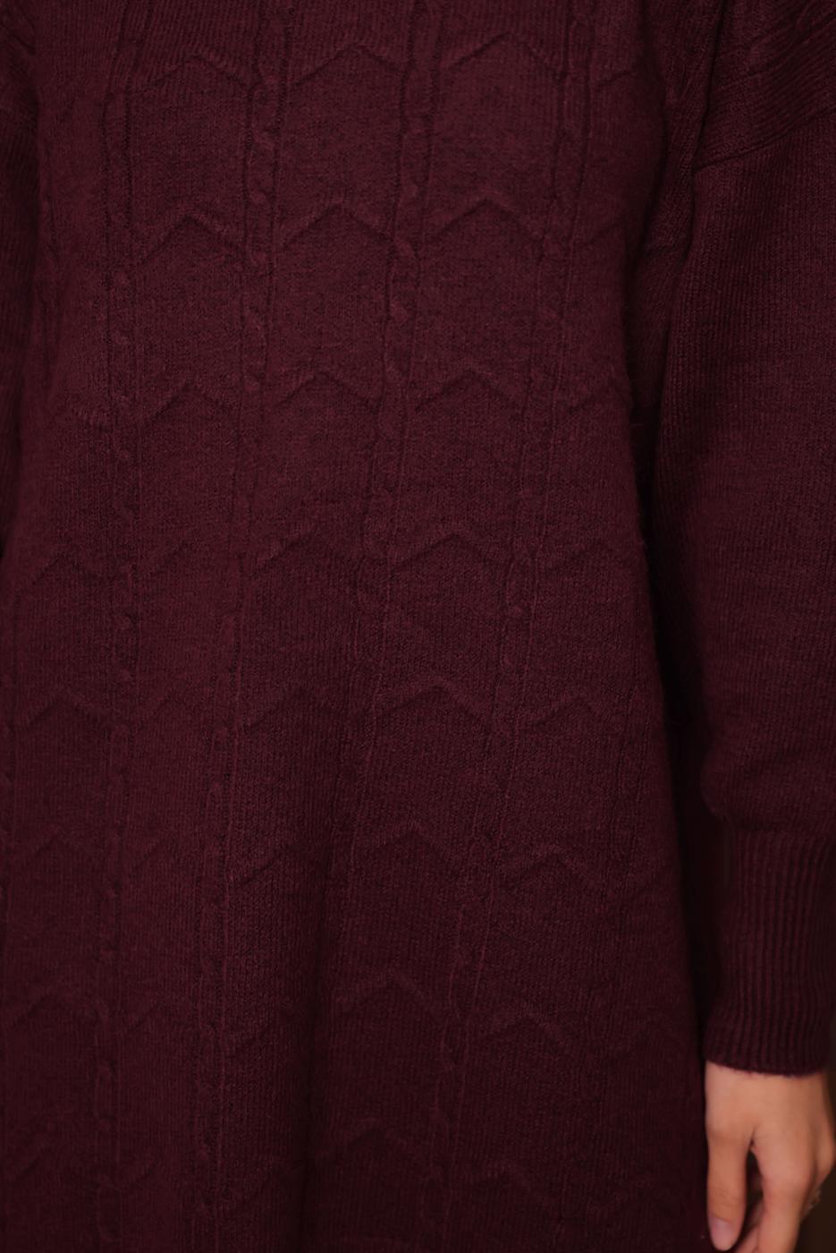 Tesettür giyim BORDO TRİKO TUNİK T 1107